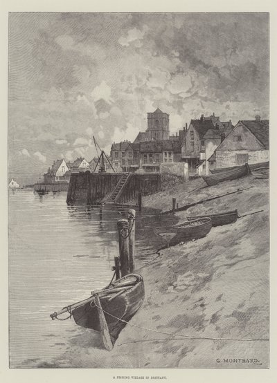 Een Vissersdorp in Bretagne door Charles Auguste Loye